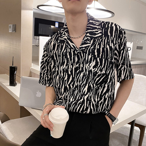 社会风沙滩宽松蝴蝶结半袖碎花衬衫B297-7731-P58控78图片