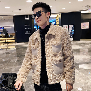 社会风皮毛一体纯色多口袋羊羔毛棉衣上衣B297-2820-P155控208图片