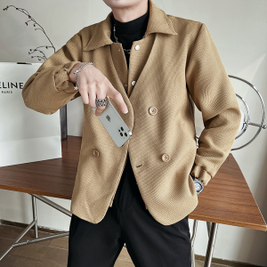 社会轻奢纯色假两件宽松休闲双排扣夹克外套B297-1807-P125控168图片