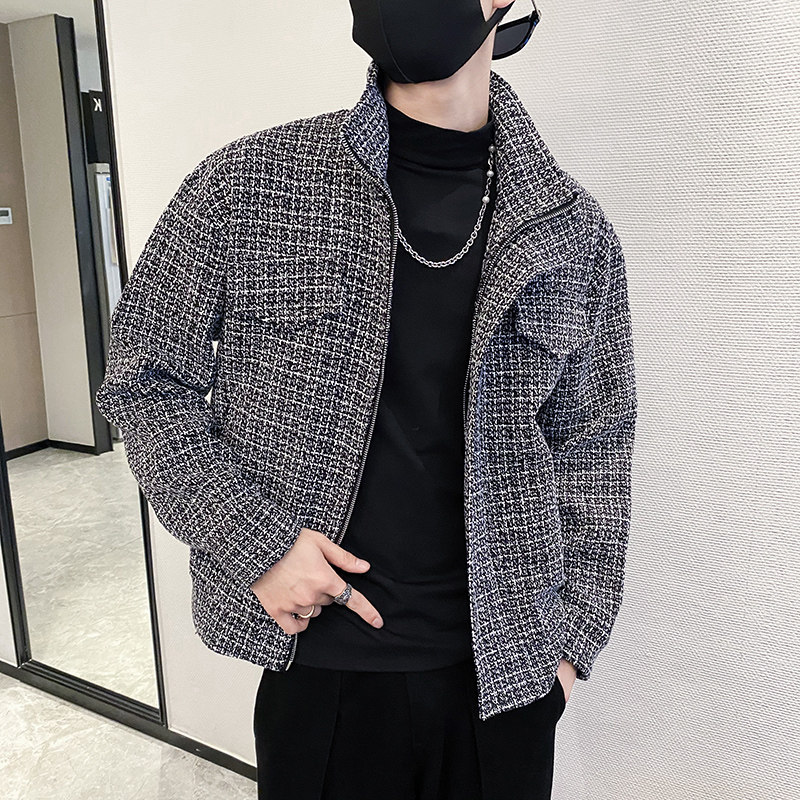 雅痞风春秋香风粗纺尼翻领夹克B297-7768-P110控148图片
