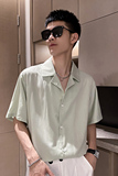社会风纯色半袖宽松西装领休闲衬衫痞帅B297-7730-P58控78，男装衬衫，电商B297
