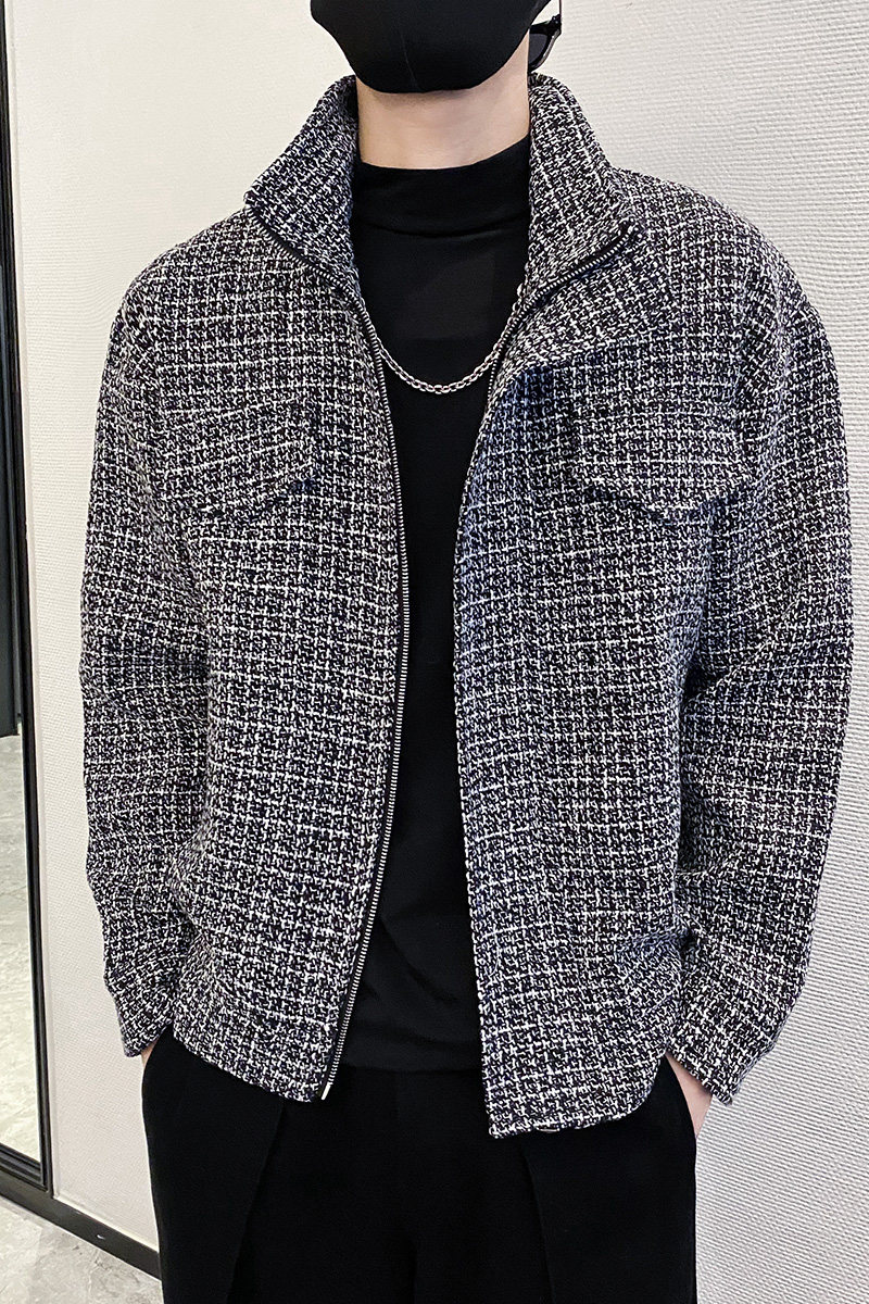 社会风格子口袋翻领休闲修身夹克外套B297-7768-P110控148,男装夹克,电商B297
