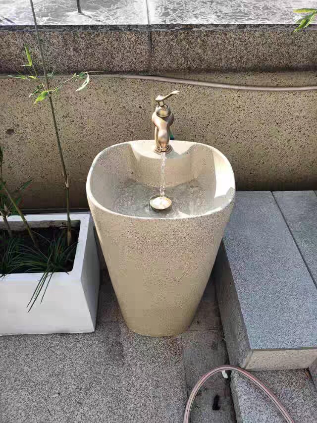 中式复古陶瓷立式洗脸盆客栈庭院户外阳台立柱盆一体落地式洗手盆