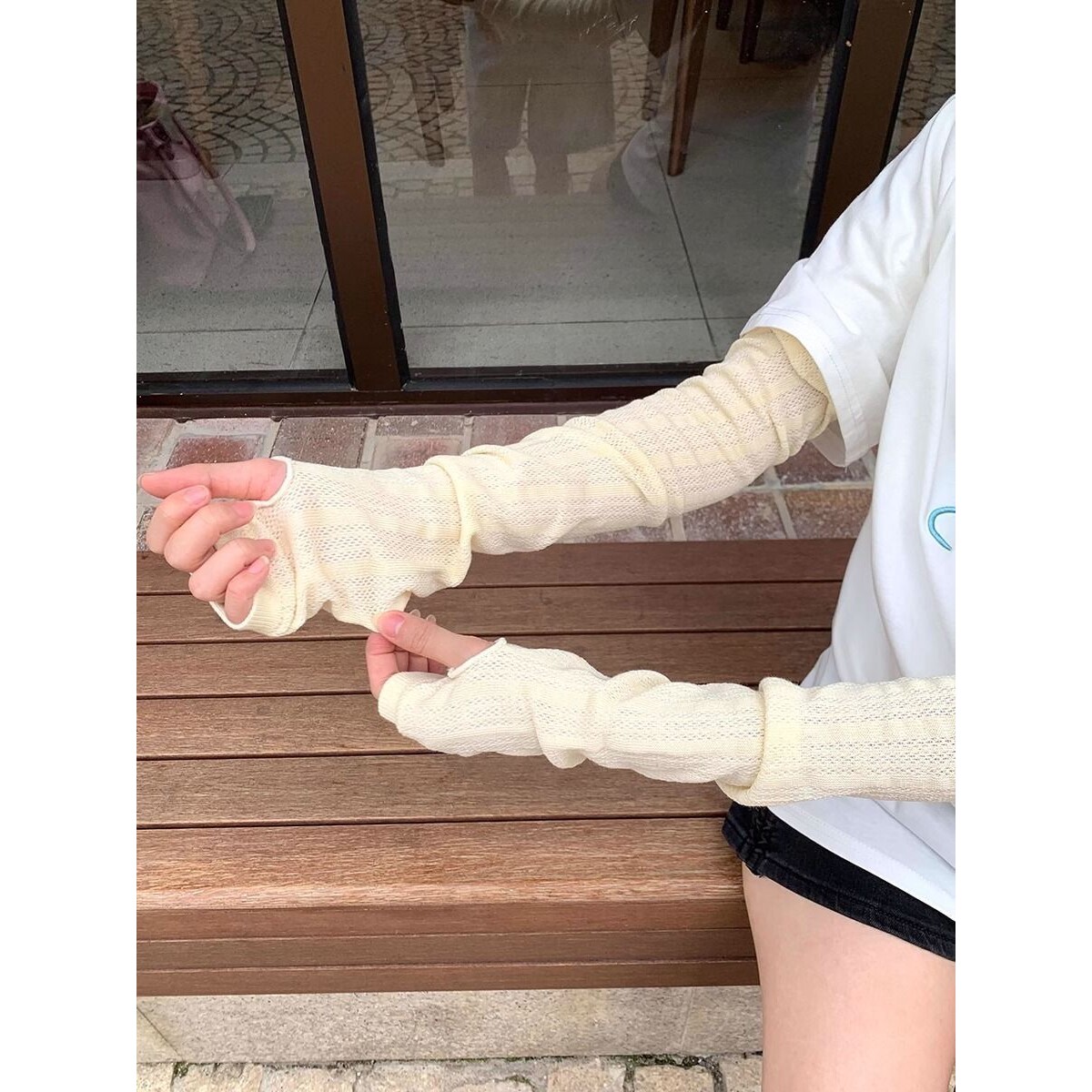 薄款防紫外线遮阳护臂冰袖时尚宽松百搭针织防晒袖套女夏薄款透气