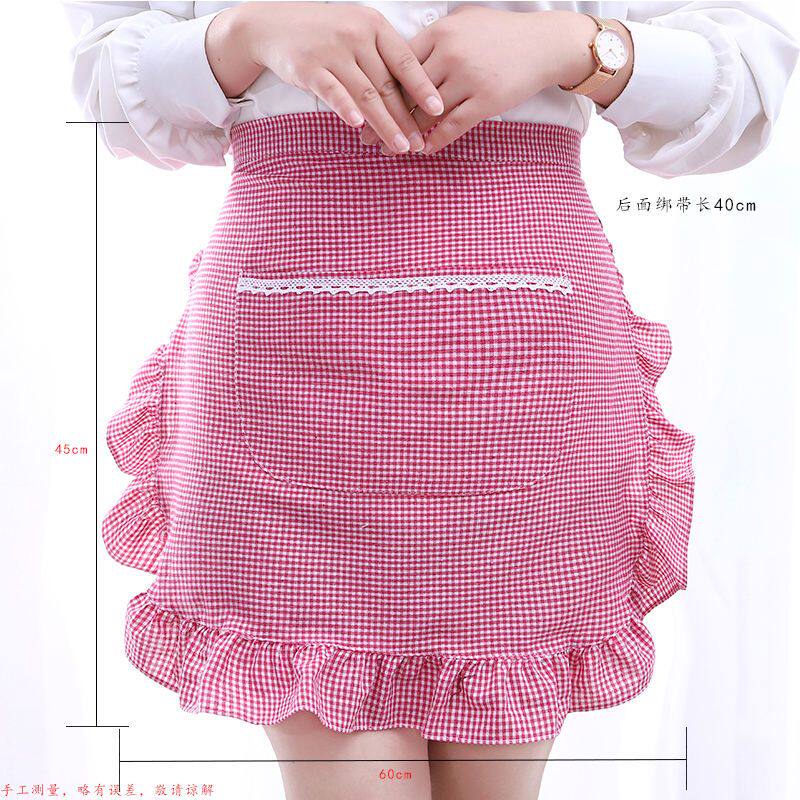 半身围裙女短款半截围腰夏季透气荷叶边时尚洋气餐饮咖啡店服务员