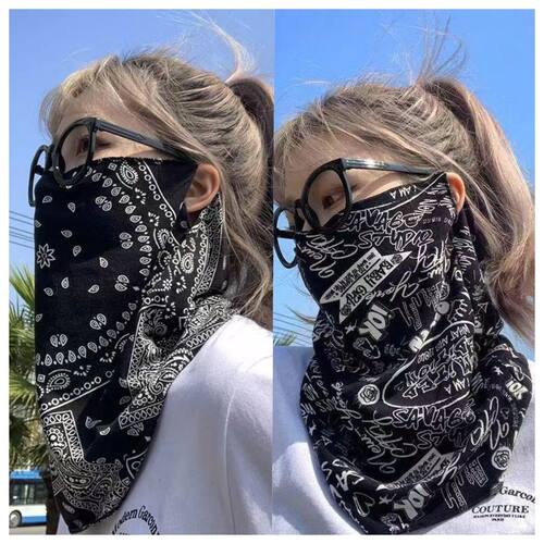 夏季冰丝防晒面罩遮脸护颈防紫外线女挂耳开车透气面纱遮阳户外男