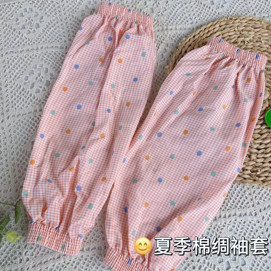 夏季棉绸袖套圆点超轻薄户外冰袖防晒绵绸宽松两头四针人造棉护袖