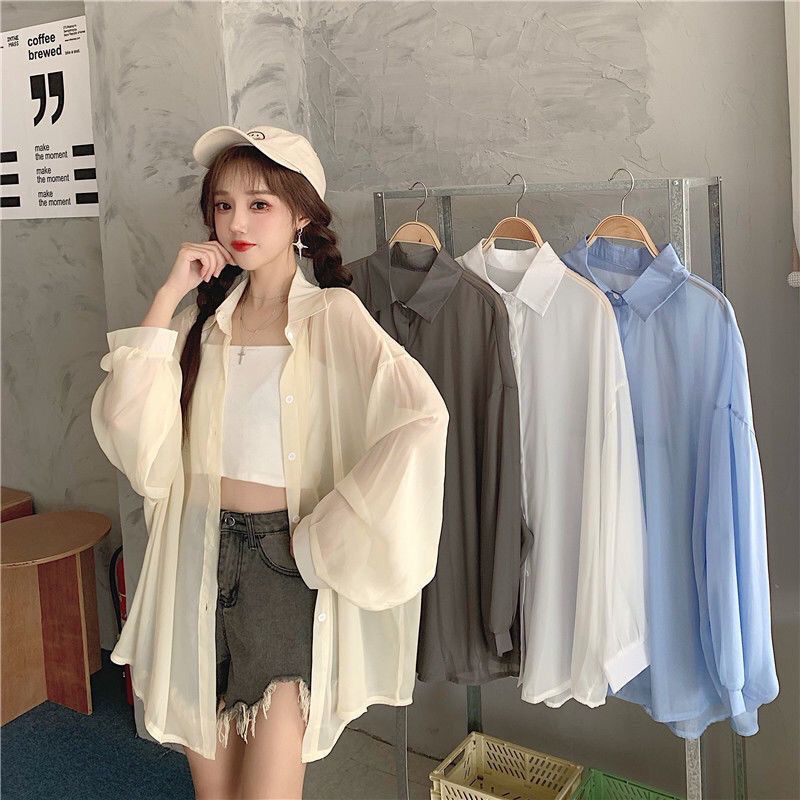防晒衣服女开衫薄款外套2023年夏季大码新款雪纺衬衫韩版气质宽松
