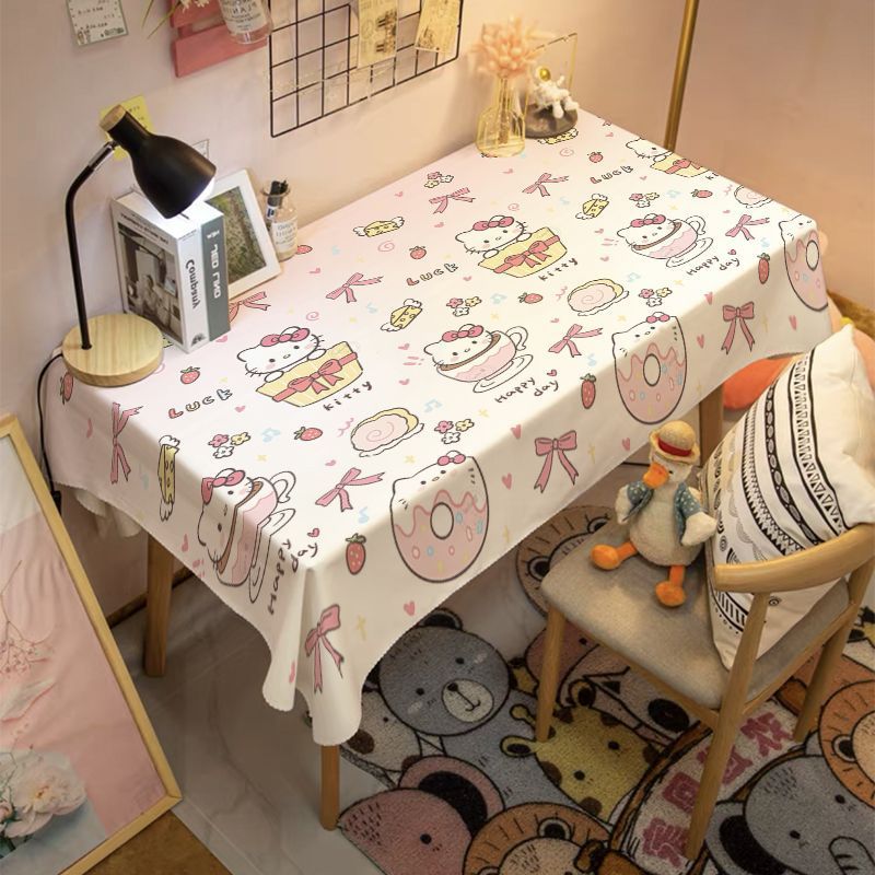 可爱HelloKitty桌布少女心凯蒂猫宿舍卧室书桌防尘布茶几餐桌桌布