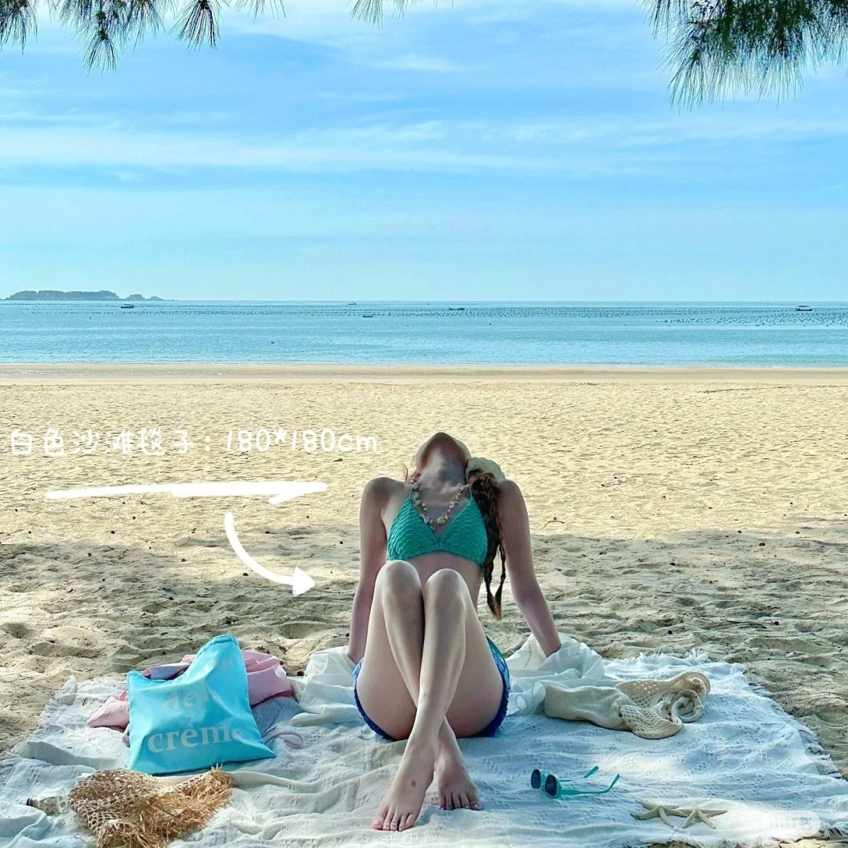 海边拍照度假白色毯子搭配道具沙滩巾装饰毯