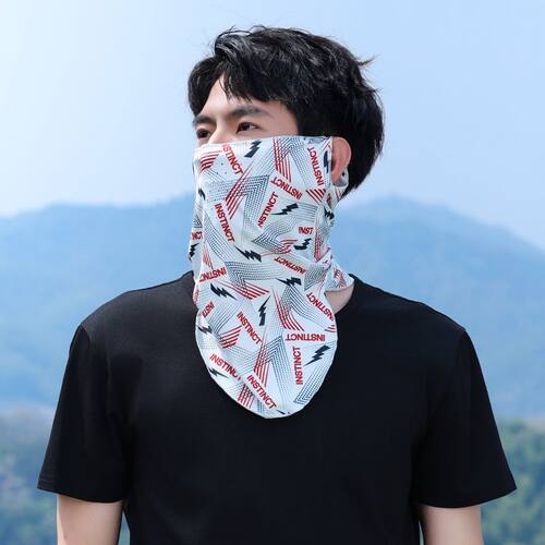 新透气孔冰丝防晒面罩冰袖男士夏季防紫外线脖套全脸透气骑行遮阳