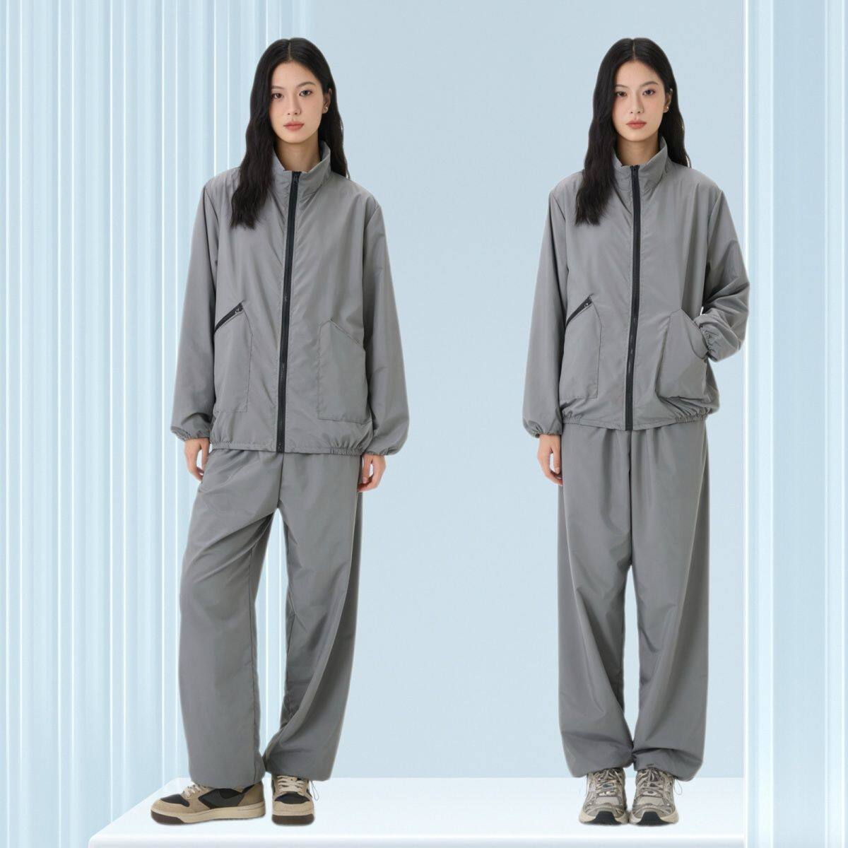 冰丝夏季透气工作服薄款分体防尘套装连帽透气耐脏耐磨男女款岩棉