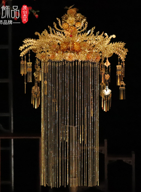 金色凤冠遮面新娘头饰秀禾服汉服婚礼发冠中式结婚发饰品大气新款