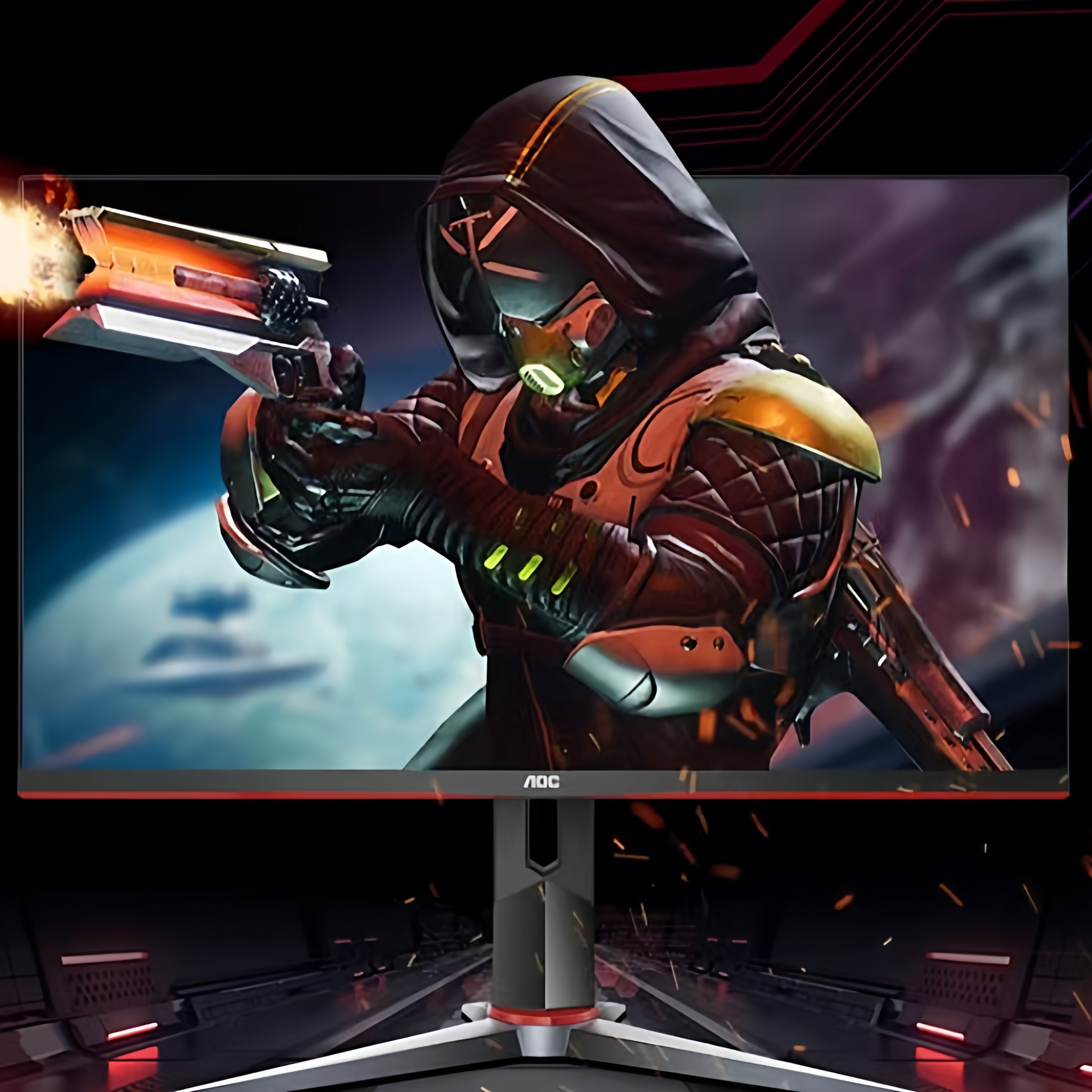 二手拆机AOC显示器黑色2K180HZ曲直面电竞定制游戏屏