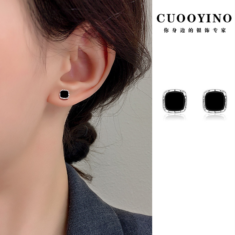 初影【黑牌】925银针耳钉女
