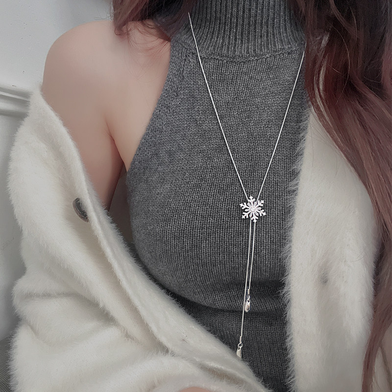 初影冬日雪花项链锁骨链