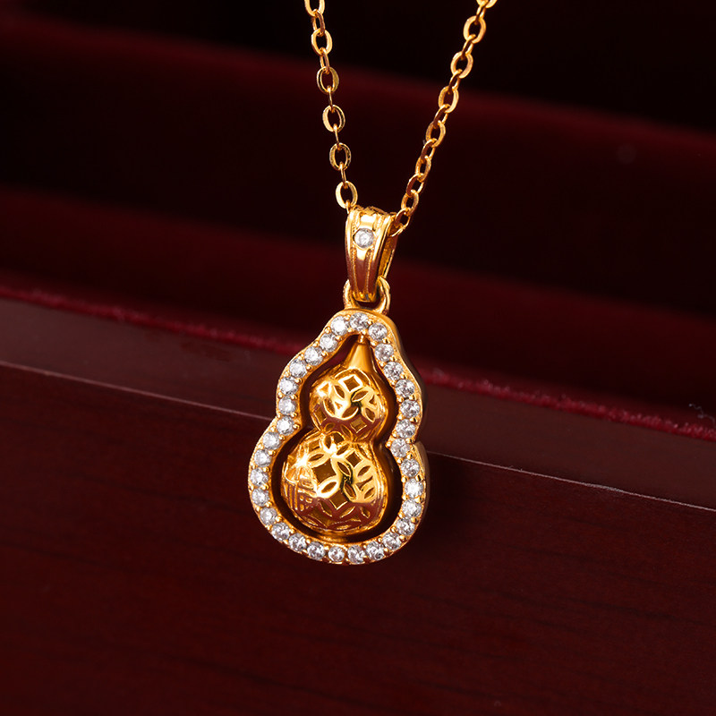 金店同款点钻镂空双面葫芦项链