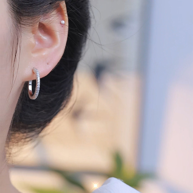 初影【环环相扣】925银针耳圈女