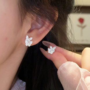 CUOOYINO初影999纯银针【梦蝶】双蝶耳钉女精致耳环高级感耳饰品
