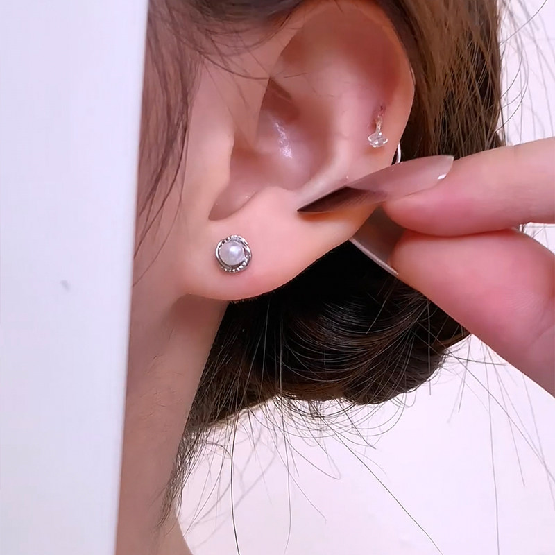 初影螺旋珠珠925银耳钉