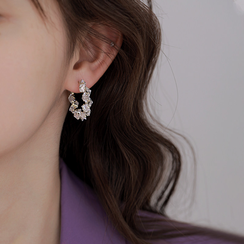 初影闪亮高级925银针耳环