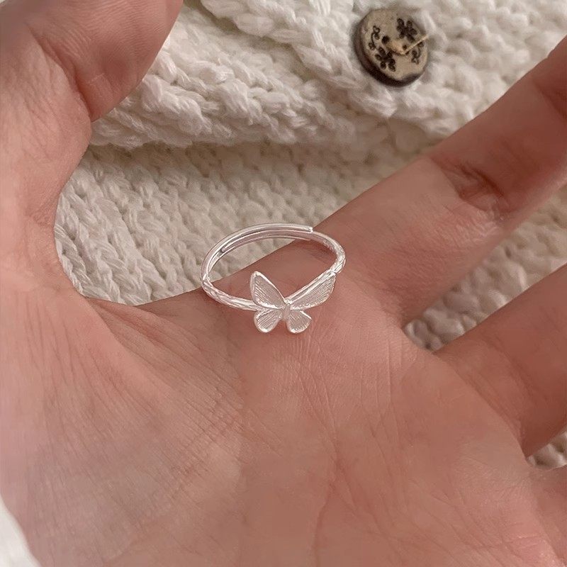 初影【纹理蝴蝶】925银戒指女