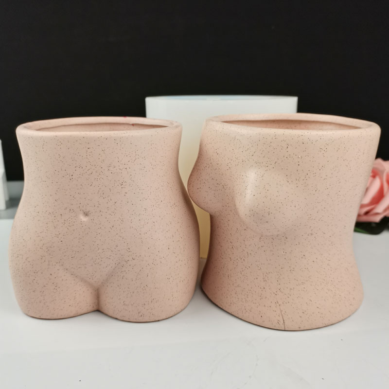仿真人体花盆模具艺术品胸部屁股水泥小花盆硅胶模具创意器官磨具