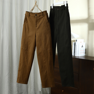 小脚萝卜裤 半松紧腰早春弹力棉拼接哈伦裤 休闲长裤 裤 雅痞感 女工装