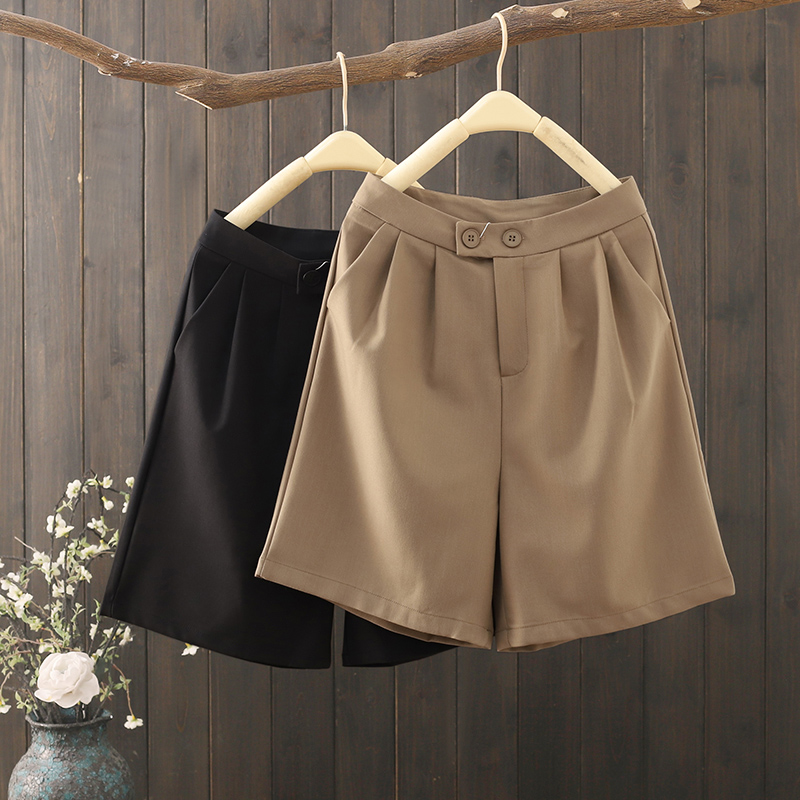 夏季新品简约百搭西装短裤女韩范小清新休闲热裤直筒高腰工装裤子