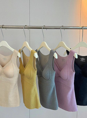 JM中脉优品轻暖羊绒背心9221无痕舒适自带胸垫聚拢秋冬保暖内衣女