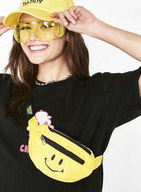 ins新款黄色笑脸迷你包小众设计mini胸包潮牌斜挎手机包男女腰包