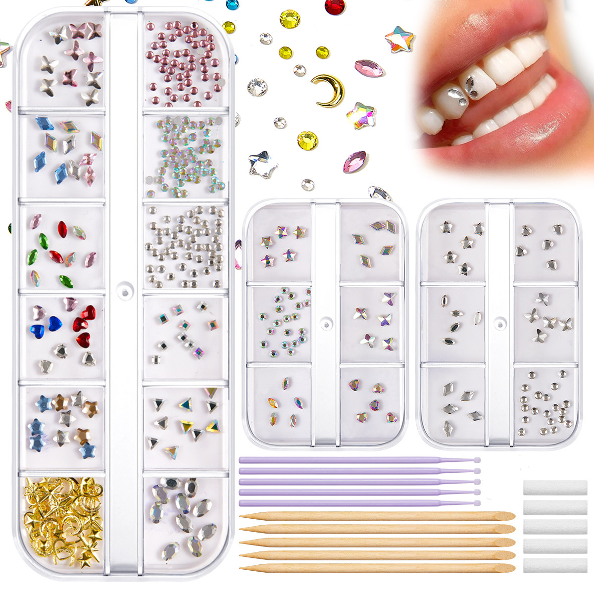 跨境爆款牙钻烫片马眼平底异形混彩水钻牙齿牙饰DIY穿戴甲工艺品,彩妆/香水/美妆工具,指甲装饰,淘宝优惠券,粉丝福利购,淘宝优惠卷