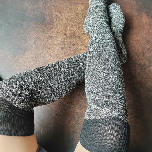 纯棉粗线保暖过膝堆堆长筒袜女