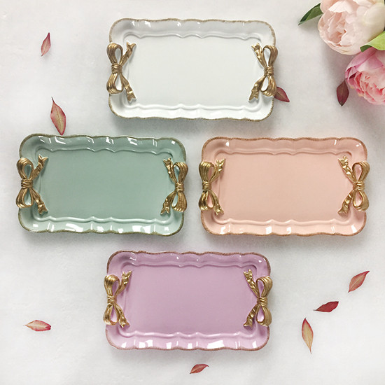 复古蝴蝶结长方形树脂托盘果盘下午茶盘食品装饰盘蛋糕盘甜品盘|ruв категории посуда, посуда, фрукты бассейна/компот/корзина - от Buy2taobao.com для оказания профессиональной услуги покупки агента Taobao