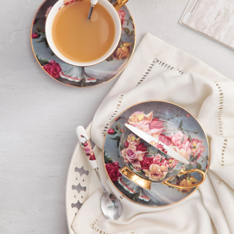 复古玫瑰欧式骨瓷咖啡杯套装小奢华陶瓷英式描金红茶杯下午茶杯具|ruв категории посуда, кофе, кофе - от Buy2taobao.com для оказания профессиональной услуги покупки агента Taobao