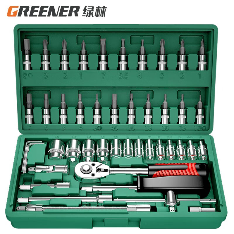 绿林（GREENER）专业汽修工具套装大中小飞快速棘轮套筒扳手工具