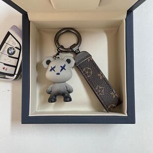 LV&GEDETE 老花汽车钥匙链挂件网红可爱小熊钥匙扣女士包包挂饰坠