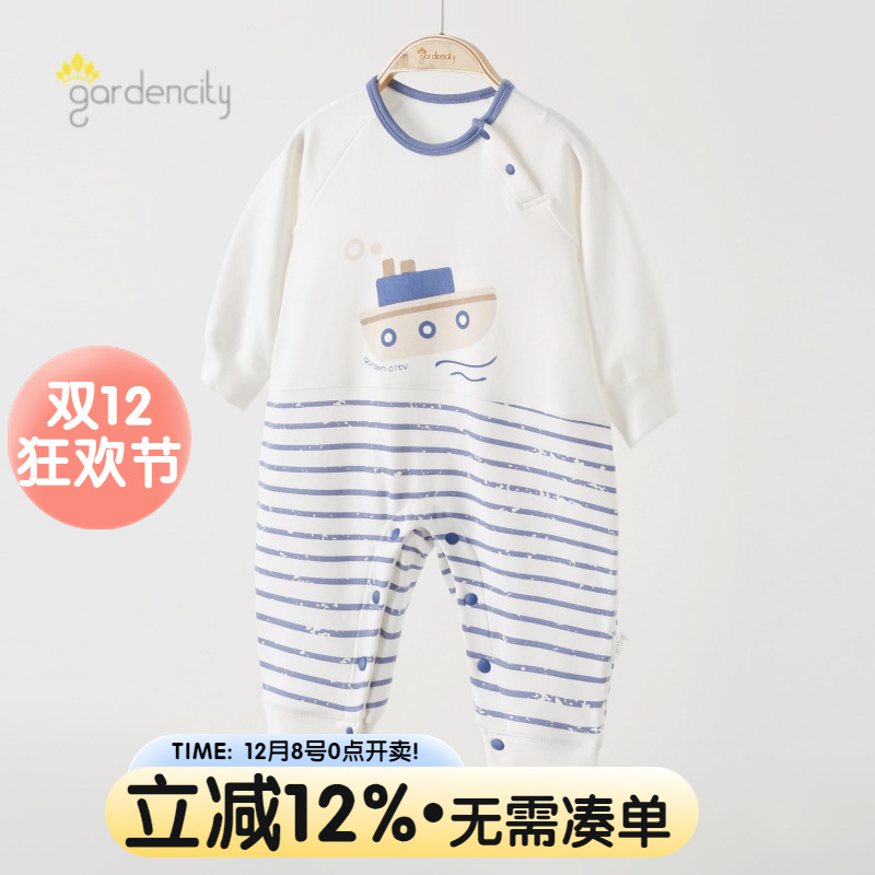 婴儿连体衣秋冬季哈衣睡衣