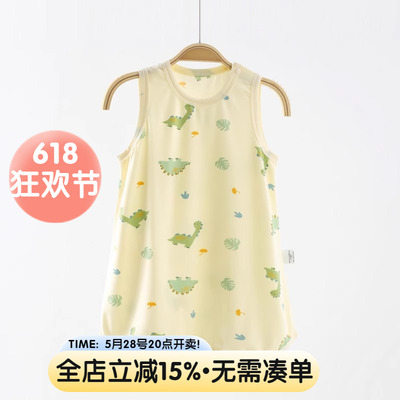 婴儿无袖睡袍天丝莫代尔背心睡衣