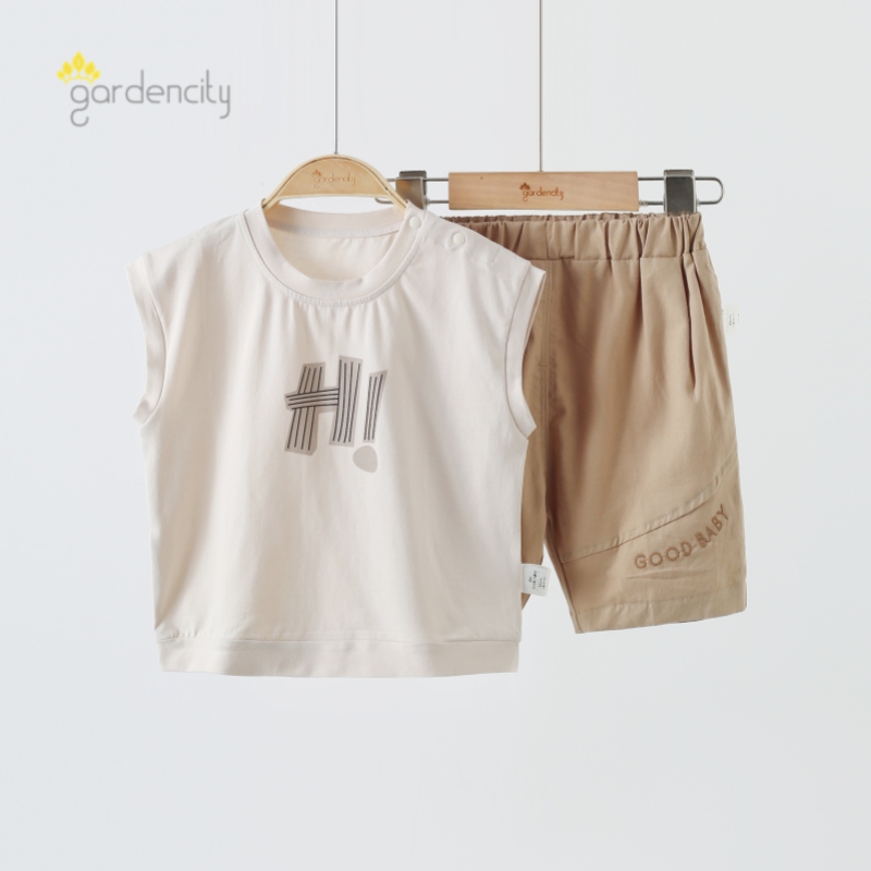 婴儿背心短裤套装夏季薄款弹力棉男宝宝无袖上衣五分裤夏装两件套