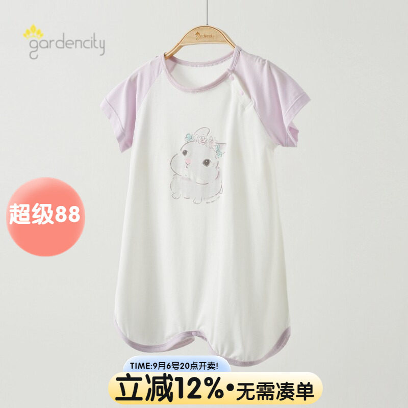 婴儿家居服夏季薄款莫代尔零碳女宝宝短袖睡裙小女孩睡袍空调睡衣
