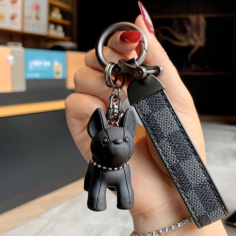 lv&gedete 法斗汽车钥匙链挂件创意钥匙扣圈情侣一对小狗背包挂饰