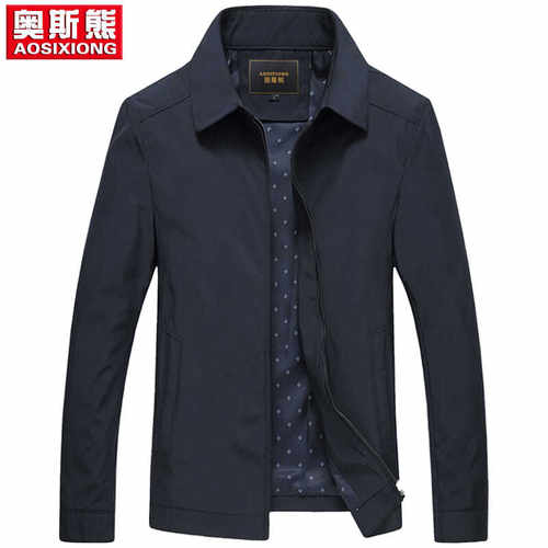 中年爸爸春秋季薄款外套男装夹克衫中老年翻领40岁50男士休闲上衣