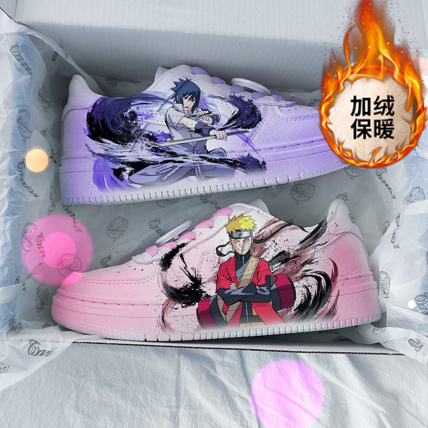 回力ow周边樱花夏季新款火影忍者爆改空军一号低帮情侣透气板鞋男
