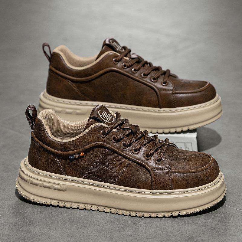 男鞋2025新款潮流覆古百搭休闲板鞋男士真皮加绒保暖厚底防滑潮鞋,流行男鞋,休闲板鞋,淘宝优惠券,粉丝福利购,淘宝优惠卷