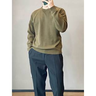 GM新潮 春秋长袖针织衫男白色圆领毛衣时尚休闲内搭打底线衫男生