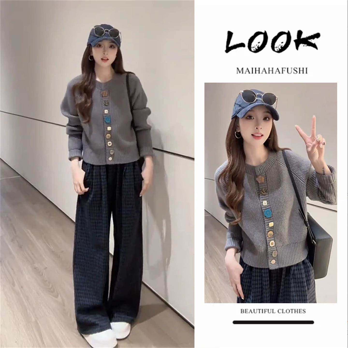 香港秋季大码时尚穿搭女2025慵懒气质显瘦毛衣休闲阔腿裤两件套装,女装/女士精品,时尚套装,淘宝优惠券,粉丝福利购,淘宝优惠卷