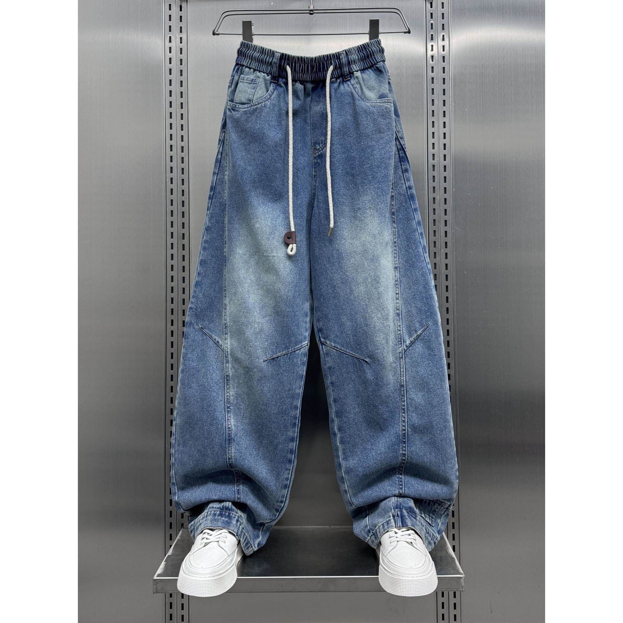 MAROLIO~版型超赞！潮流宽松阔腿弯刀裤男2025春季新款水洗牛仔裤