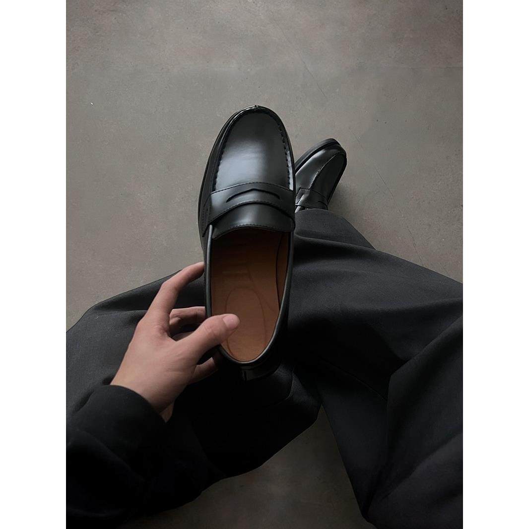 一脚蹬乐福鞋黑色德比鞋男款懒人豆豆鞋商务正装休闲英伦风皮鞋男