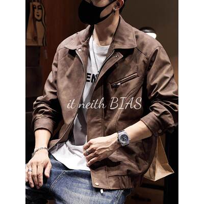 it neith BIAS美式覆古蜡染工装皮衣夹克男士秋季新款机车风外套